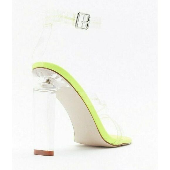Nasty Gal Women's 7 Lets Be Clear Contrast Stitch Neon Yellow Heels - New - Picture 4 of 4